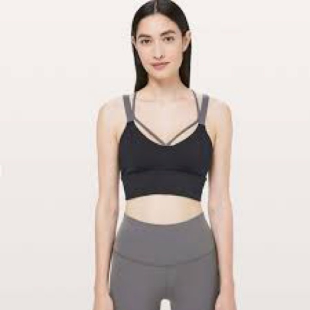 Lululemon Athletica Black and Gray Cross-Strap Sports Bra